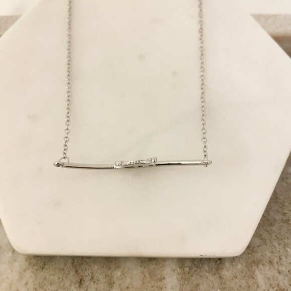 925 Sterling Silver Cat Bar Necklace Curve Bar Necklace Dainty Kitty Necklace - Picture 8 of 8